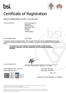 Zertifikat AS EN 9100:2018